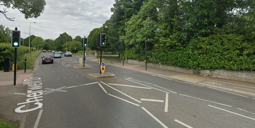 A controlled pedestrian/cycle crossing over Cherwell Drive, a busy road in Oxford
