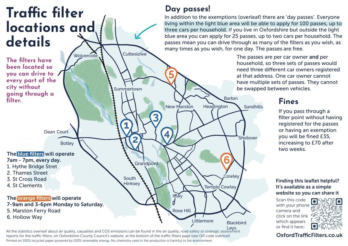 New traffic filters leaflet and microsite launched by Oxfordshire Liveable Streets